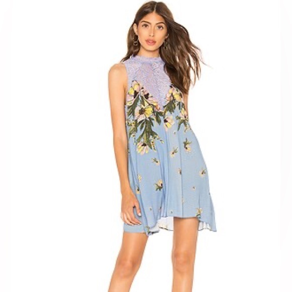 Revolve Marsha Printed Slip Lace Dress in Periwinkle Sky Free People - Picture 1 of 5